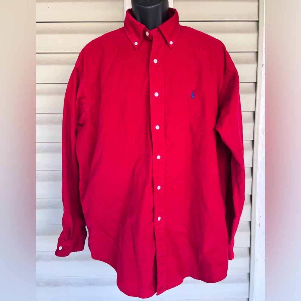 Ralph Lauren VTG Blaire Shirt Long Sleeve Red 100% Cotton Corduroy Button Down L